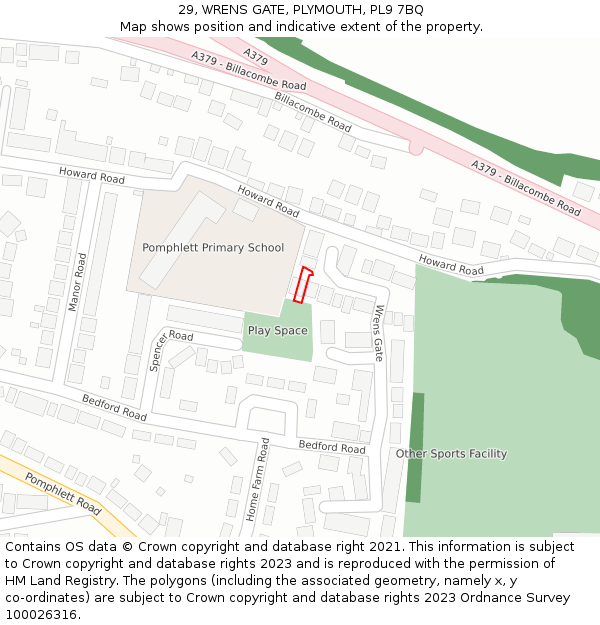 29, WRENS GATE, PLYMOUTH, PL9 7BQ: Location map and indicative extent of plot