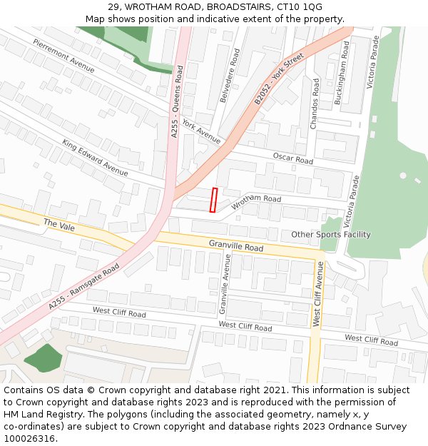 29, WROTHAM ROAD, BROADSTAIRS, CT10 1QG: Location map and indicative extent of plot