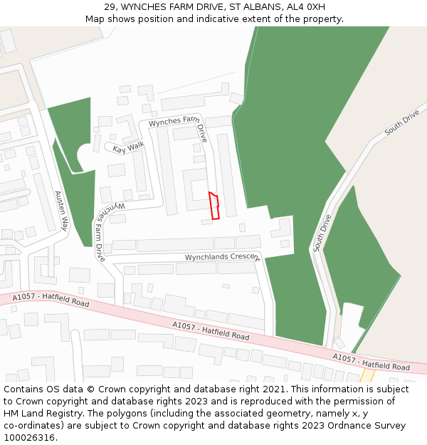 29, WYNCHES FARM DRIVE, ST ALBANS, AL4 0XH: Location map and indicative extent of plot