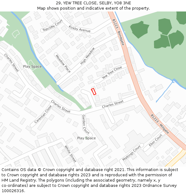 29, YEW TREE CLOSE, SELBY, YO8 3NE: Location map and indicative extent of plot