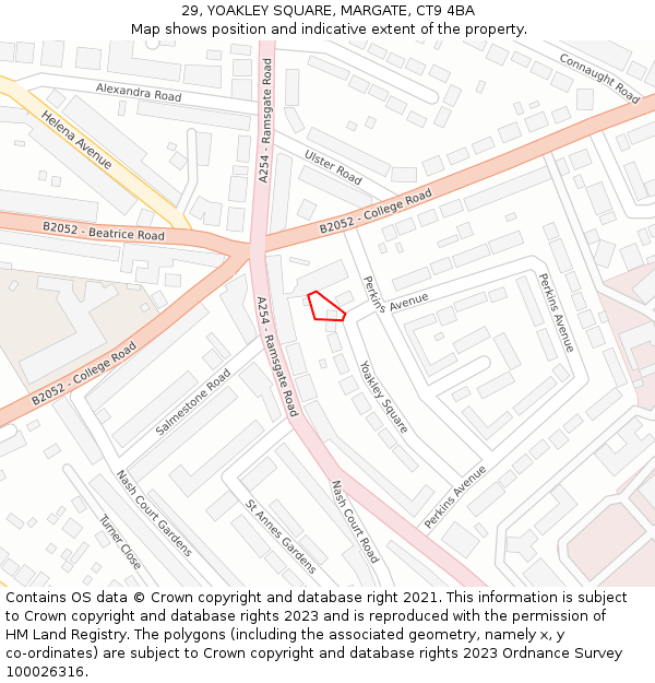 29, YOAKLEY SQUARE, MARGATE, CT9 4BA: Location map and indicative extent of plot