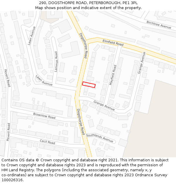 290, DOGSTHORPE ROAD, PETERBOROUGH, PE1 3PL: Location map and indicative extent of plot