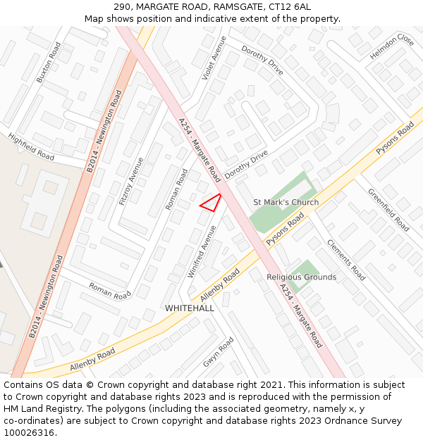 290, MARGATE ROAD, RAMSGATE, CT12 6AL: Location map and indicative extent of plot