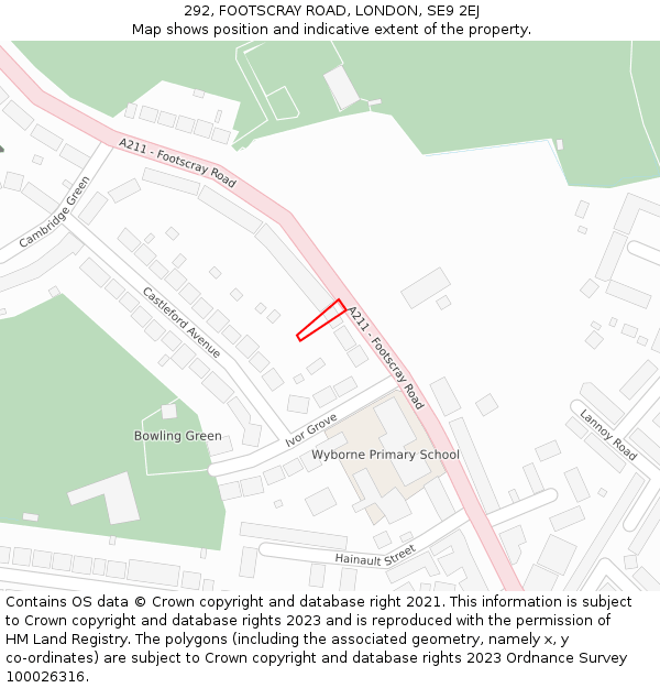 292, FOOTSCRAY ROAD, LONDON, SE9 2EJ: Location map and indicative extent of plot