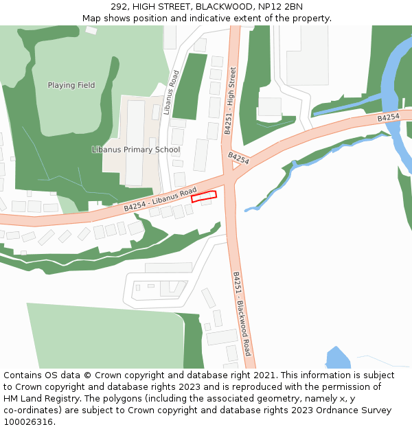 292, HIGH STREET, BLACKWOOD, NP12 2BN: Location map and indicative extent of plot