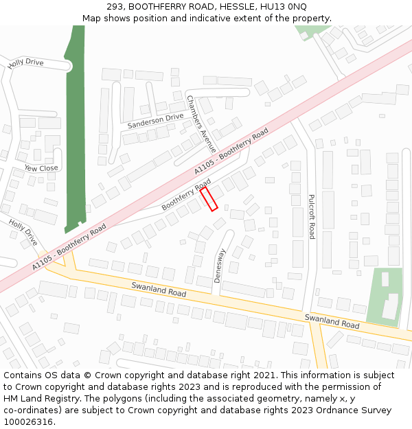 293, BOOTHFERRY ROAD, HESSLE, HU13 0NQ: Location map and indicative extent of plot