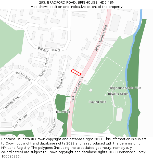 293, BRADFORD ROAD, BRIGHOUSE, HD6 4BN: Location map and indicative extent of plot