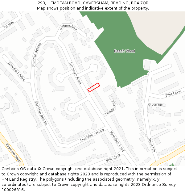 293, HEMDEAN ROAD, CAVERSHAM, READING, RG4 7QP: Location map and indicative extent of plot