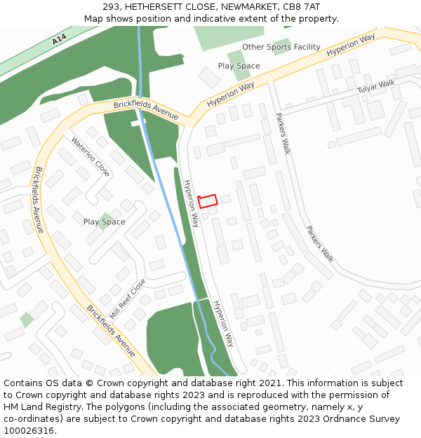 293, HETHERSETT CLOSE, NEWMARKET, CB8 7AT: Location map and indicative extent of plot