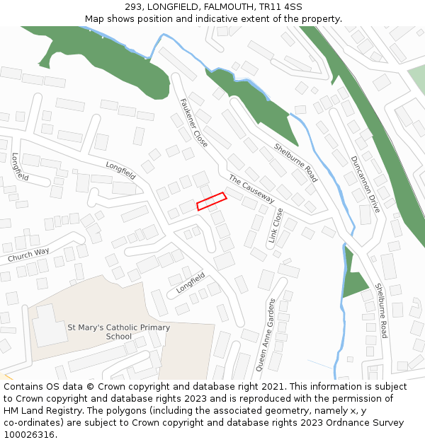 293, LONGFIELD, FALMOUTH, TR11 4SS: Location map and indicative extent of plot