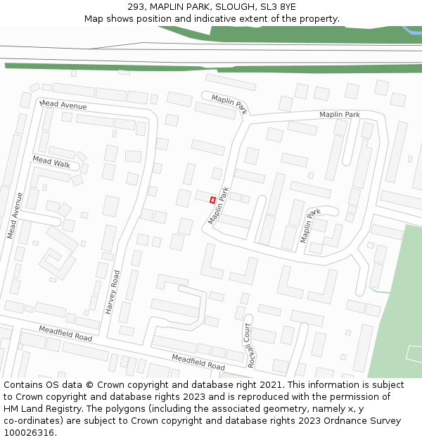 293, MAPLIN PARK, SLOUGH, SL3 8YE: Location map and indicative extent of plot