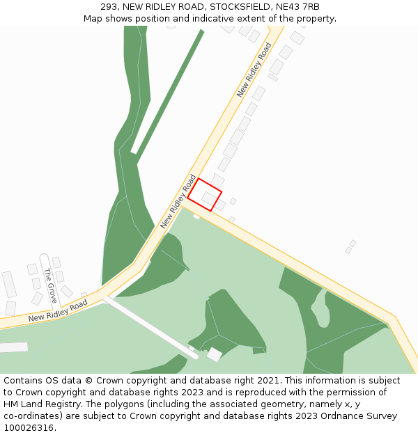 293, NEW RIDLEY ROAD, STOCKSFIELD, NE43 7RB: Location map and indicative extent of plot