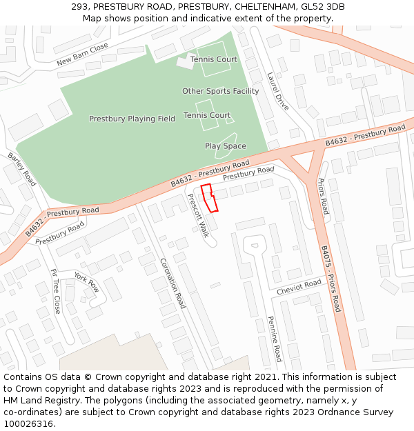 293, PRESTBURY ROAD, PRESTBURY, CHELTENHAM, GL52 3DB: Location map and indicative extent of plot