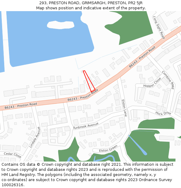 293, PRESTON ROAD, GRIMSARGH, PRESTON, PR2 5JR: Location map and indicative extent of plot