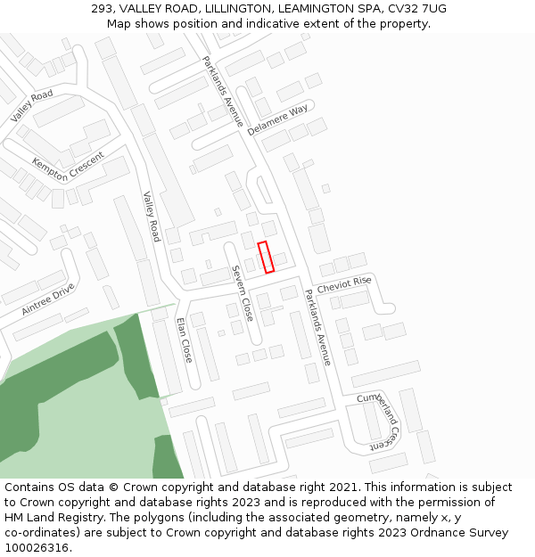 293, VALLEY ROAD, LILLINGTON, LEAMINGTON SPA, CV32 7UG: Location map and indicative extent of plot