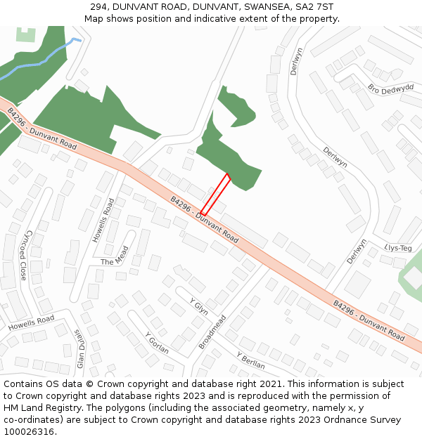 294, DUNVANT ROAD, DUNVANT, SWANSEA, SA2 7ST: Location map and indicative extent of plot
