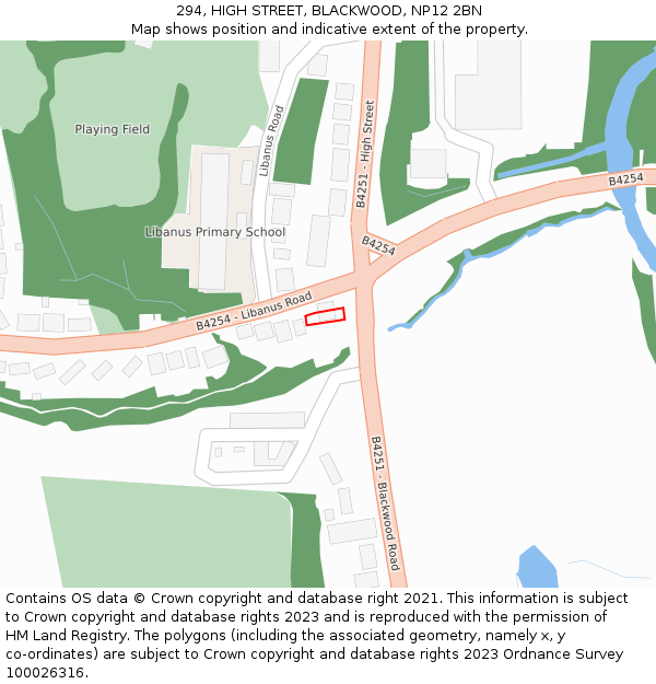 294, HIGH STREET, BLACKWOOD, NP12 2BN: Location map and indicative extent of plot