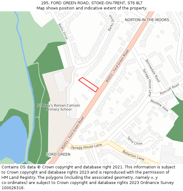 295, FORD GREEN ROAD, STOKE-ON-TRENT, ST6 8LT: Location map and indicative extent of plot