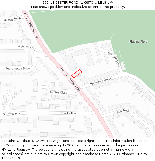 295, LEICESTER ROAD, WIGSTON, LE18 1JW: Location map and indicative extent of plot