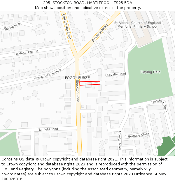 295, STOCKTON ROAD, HARTLEPOOL, TS25 5DA: Location map and indicative extent of plot