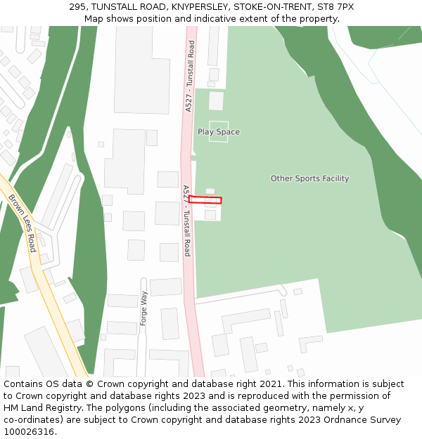 295, TUNSTALL ROAD, KNYPERSLEY, STOKE-ON-TRENT, ST8 7PX: Location map and indicative extent of plot