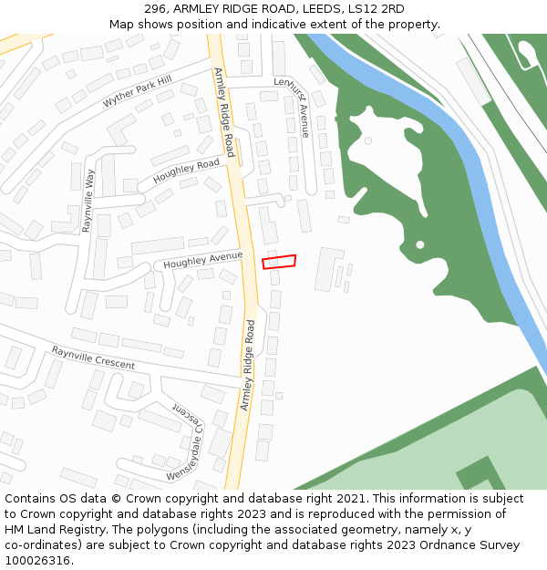 296, ARMLEY RIDGE ROAD, LEEDS, LS12 2RD: Location map and indicative extent of plot