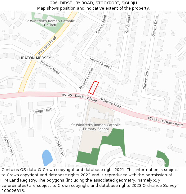 296, DIDSBURY ROAD, STOCKPORT, SK4 3JH: Location map and indicative extent of plot