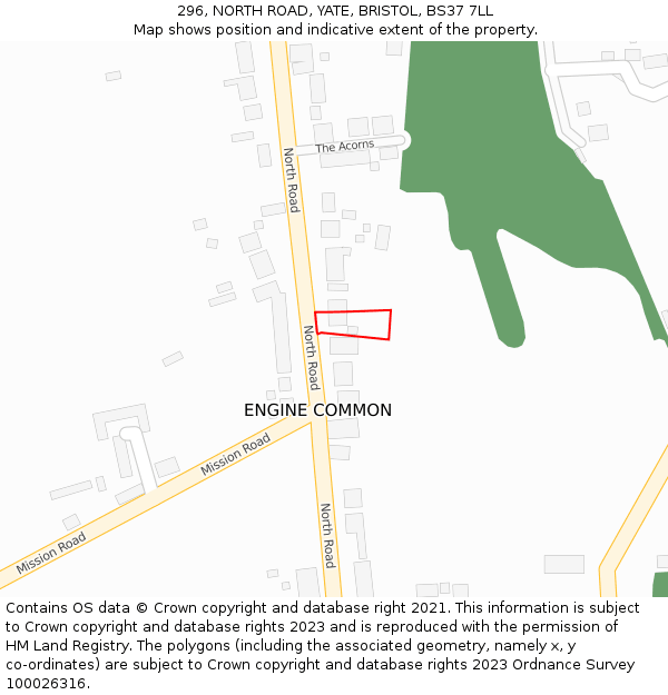 296, NORTH ROAD, YATE, BRISTOL, BS37 7LL: Location map and indicative extent of plot