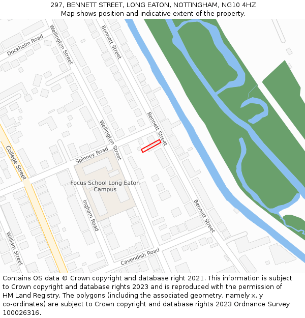 297, BENNETT STREET, LONG EATON, NOTTINGHAM, NG10 4HZ: Location map and indicative extent of plot