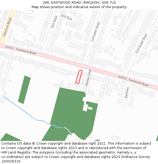 298, EASTWOOD ROAD, RAYLEIGH, SS6 7LS: Location map and indicative extent of plot