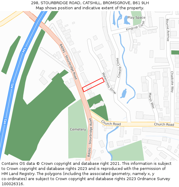 298, STOURBRIDGE ROAD, CATSHILL, BROMSGROVE, B61 9LH: Location map and indicative extent of plot