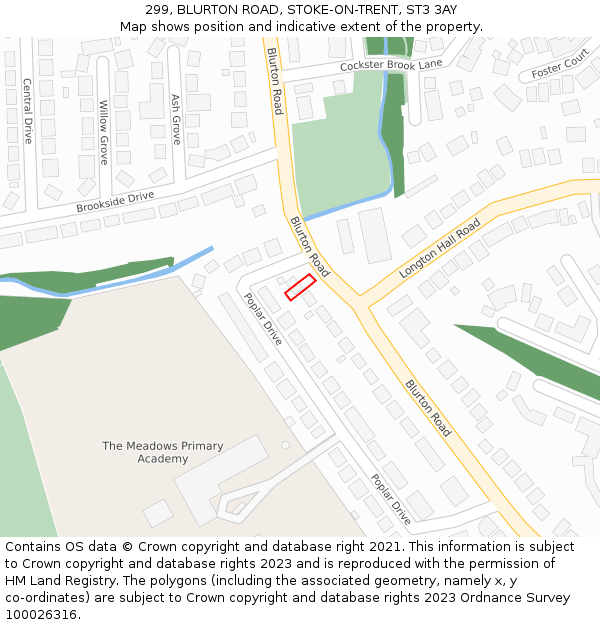 299, BLURTON ROAD, STOKE-ON-TRENT, ST3 3AY: Location map and indicative extent of plot