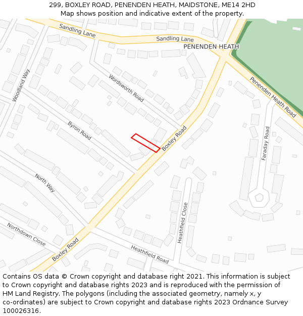 299, BOXLEY ROAD, PENENDEN HEATH, MAIDSTONE, ME14 2HD: Location map and indicative extent of plot