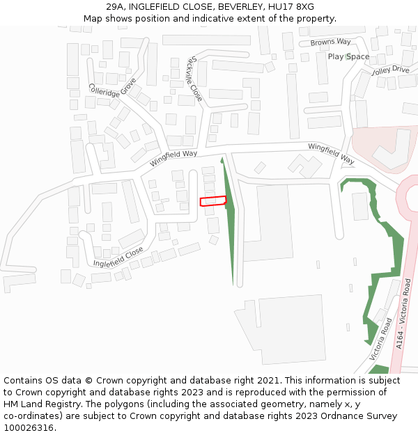 29A, INGLEFIELD CLOSE, BEVERLEY, HU17 8XG: Location map and indicative extent of plot