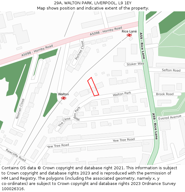 29A, WALTON PARK, LIVERPOOL, L9 1EY: Location map and indicative extent of plot