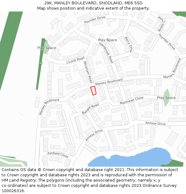 29K, MANLEY BOULEVARD, SNODLAND, ME6 5SD: Location map and indicative extent of plot