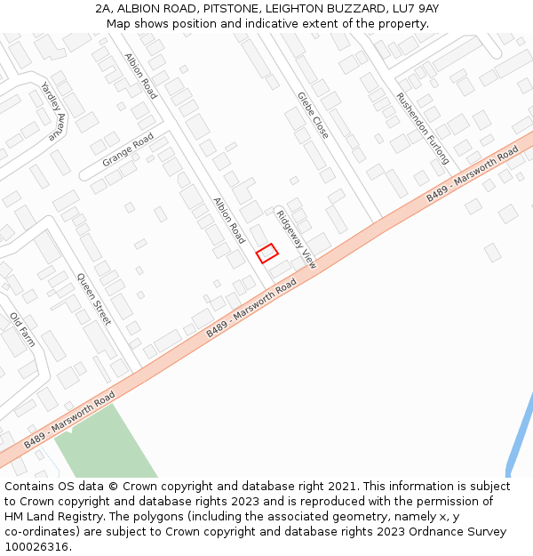 2A, ALBION ROAD, PITSTONE, LEIGHTON BUZZARD, LU7 9AY: Location map and indicative extent of plot