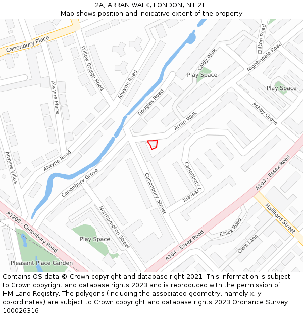 2A, ARRAN WALK, LONDON, N1 2TL: Location map and indicative extent of plot