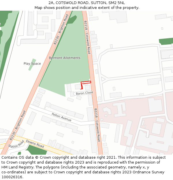 2A, COTSWOLD ROAD, SUTTON, SM2 5NL: Location map and indicative extent of plot