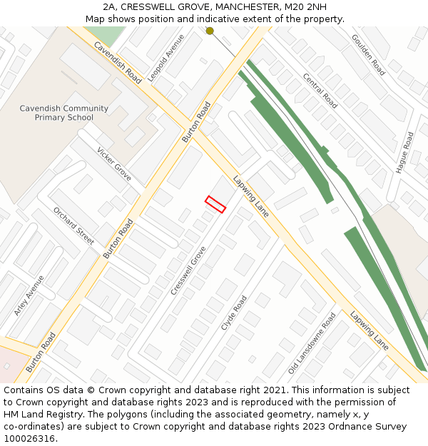 2A, CRESSWELL GROVE, MANCHESTER, M20 2NH: Location map and indicative extent of plot