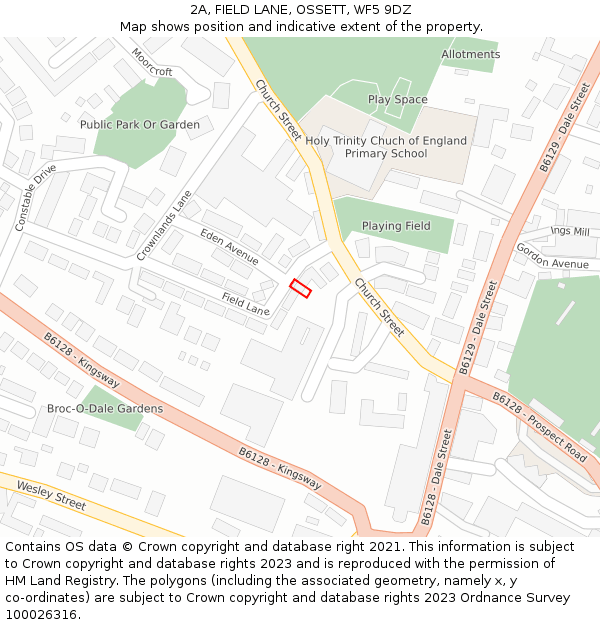 2A, FIELD LANE, OSSETT, WF5 9DZ: Location map and indicative extent of plot