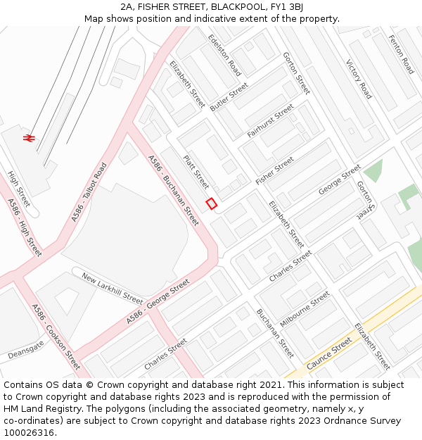 2A, FISHER STREET, BLACKPOOL, FY1 3BJ: Location map and indicative extent of plot