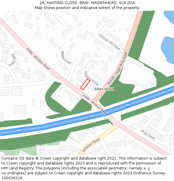 2A, HASTING CLOSE, BRAY, MAIDENHEAD, SL6 2DA: Location map and indicative extent of plot