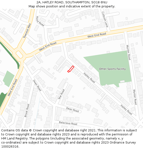 2A, HATLEY ROAD, SOUTHAMPTON, SO18 6NU: Location map and indicative extent of plot