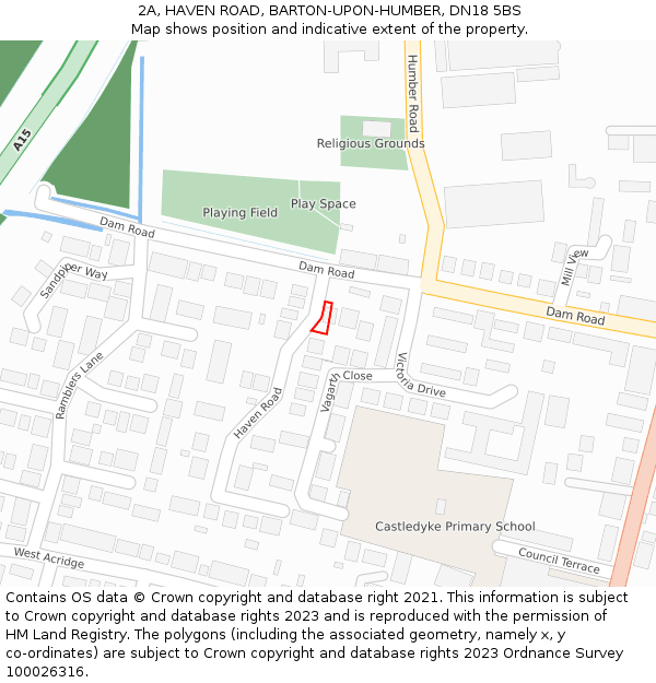 2A, HAVEN ROAD, BARTON-UPON-HUMBER, DN18 5BS: Location map and indicative extent of plot