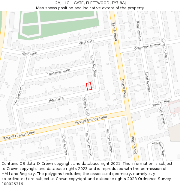 2A, HIGH GATE, FLEETWOOD, FY7 8AJ: Location map and indicative extent of plot