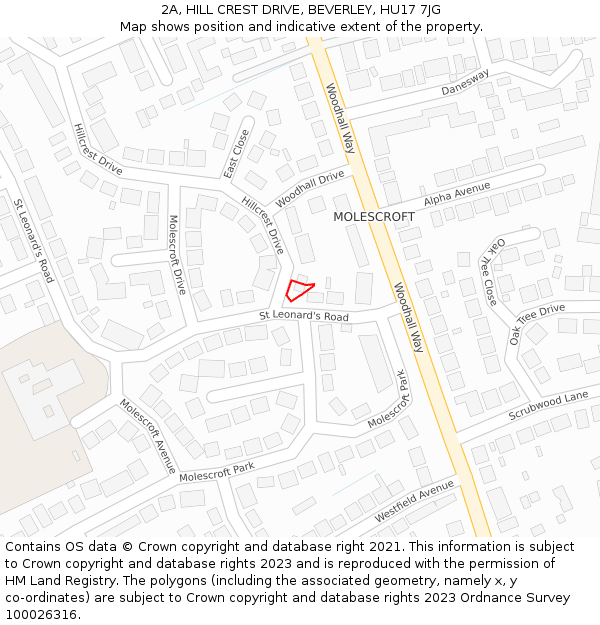 2A, HILL CREST DRIVE, BEVERLEY, HU17 7JG: Location map and indicative extent of plot