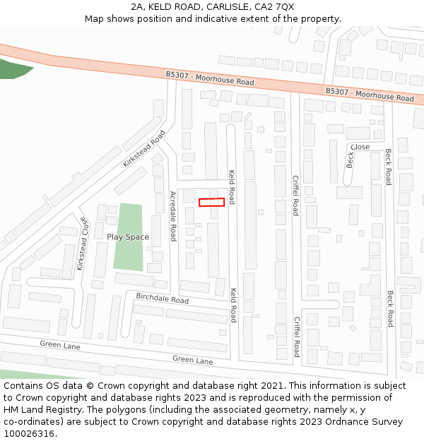 2A, KELD ROAD, CARLISLE, CA2 7QX: Location map and indicative extent of plot