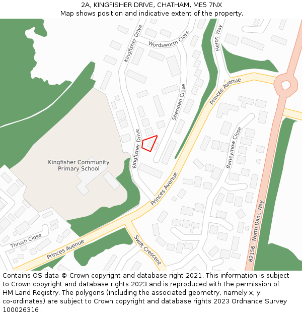 2A, KINGFISHER DRIVE, CHATHAM, ME5 7NX: Location map and indicative extent of plot