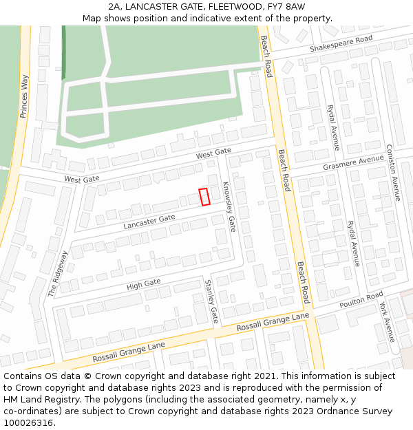 2A, LANCASTER GATE, FLEETWOOD, FY7 8AW: Location map and indicative extent of plot